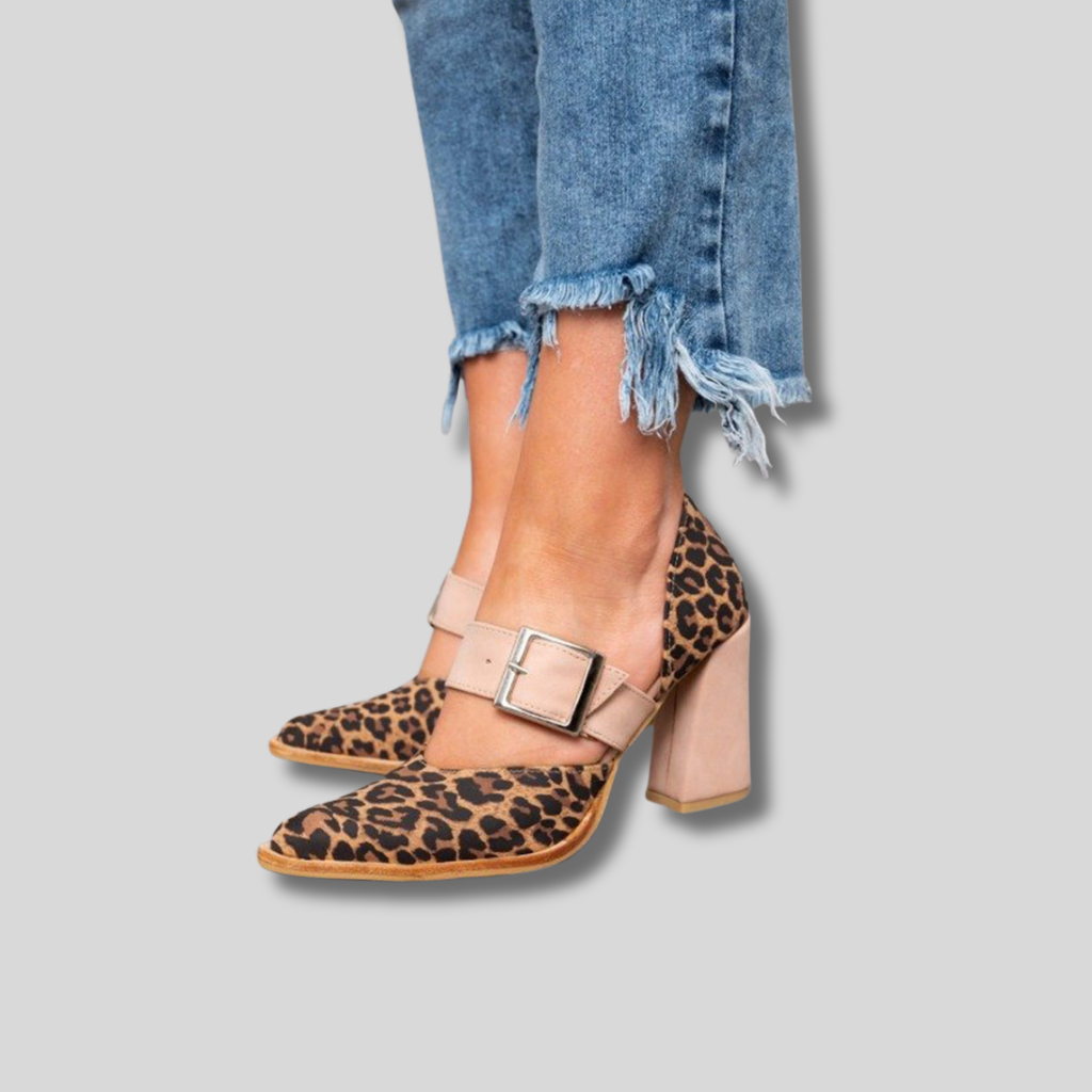 Avano™ | Leopard Suede Sandals with Stable Heel for Women