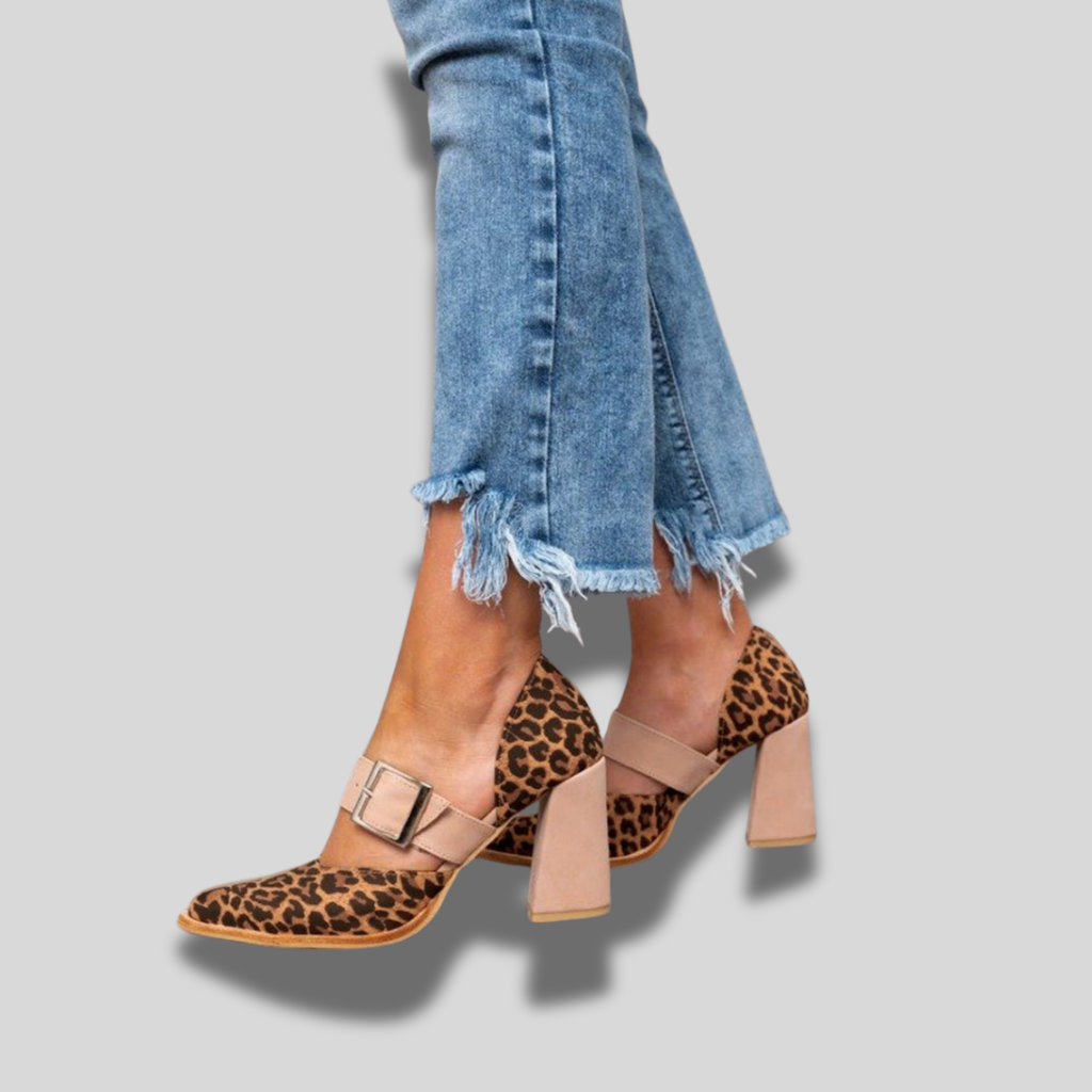 Avano™ | Leopard Suede Sandals with Stable Heel for Women
