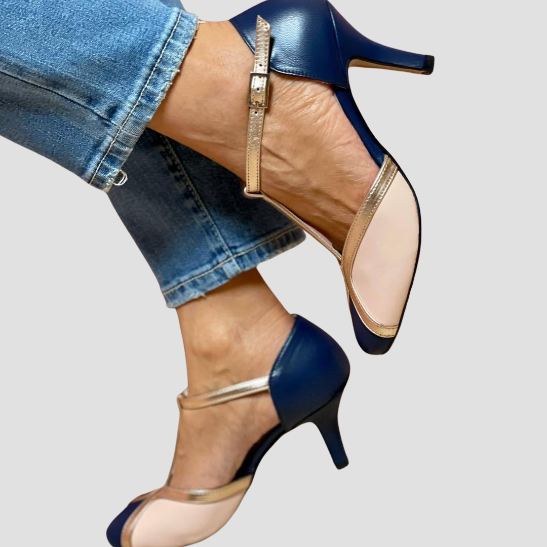 Fina – Stylish Women's Round Toe T-Strap Pumps