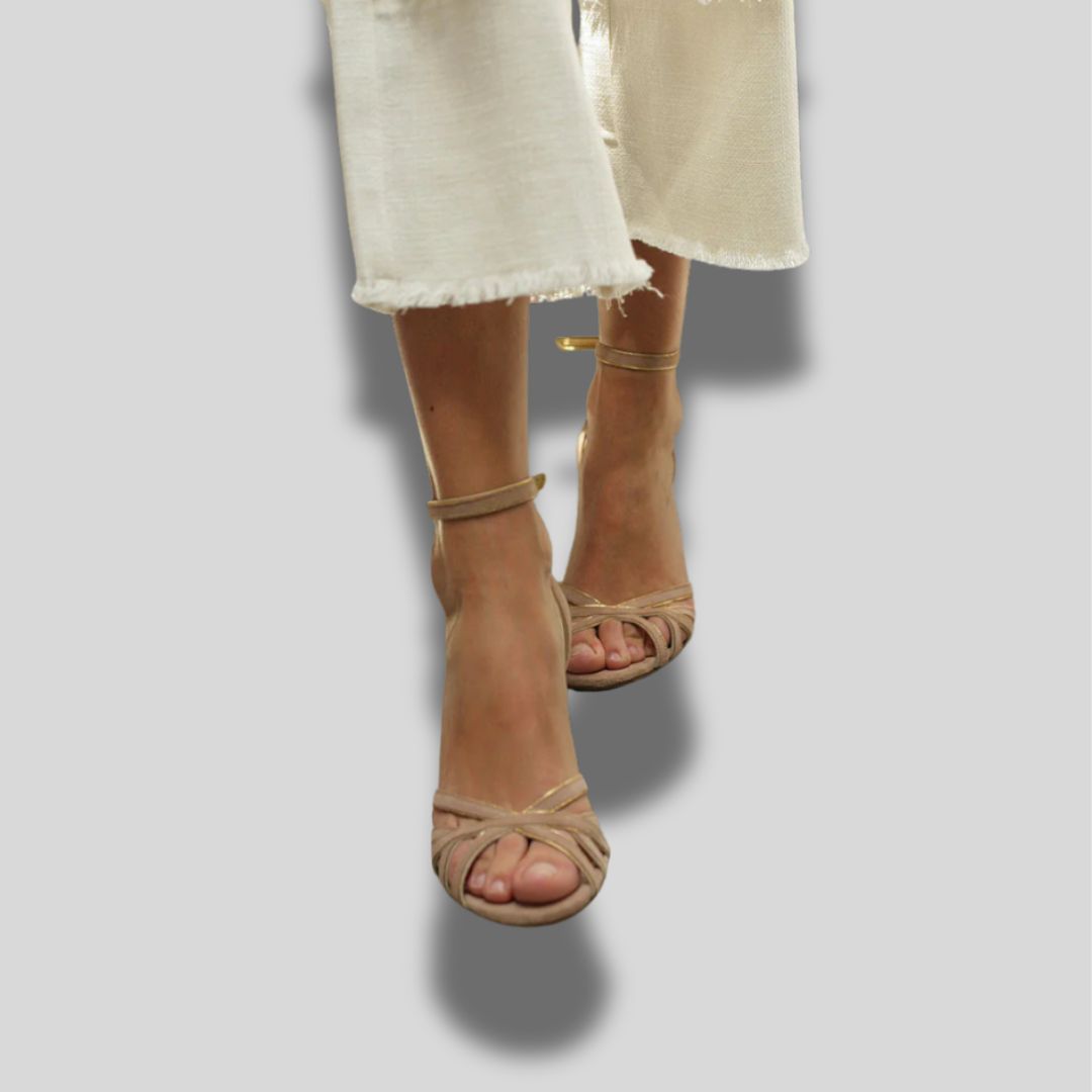 Marona™ | Women's Patchwork Sandals with Round Toe and Slim Heel