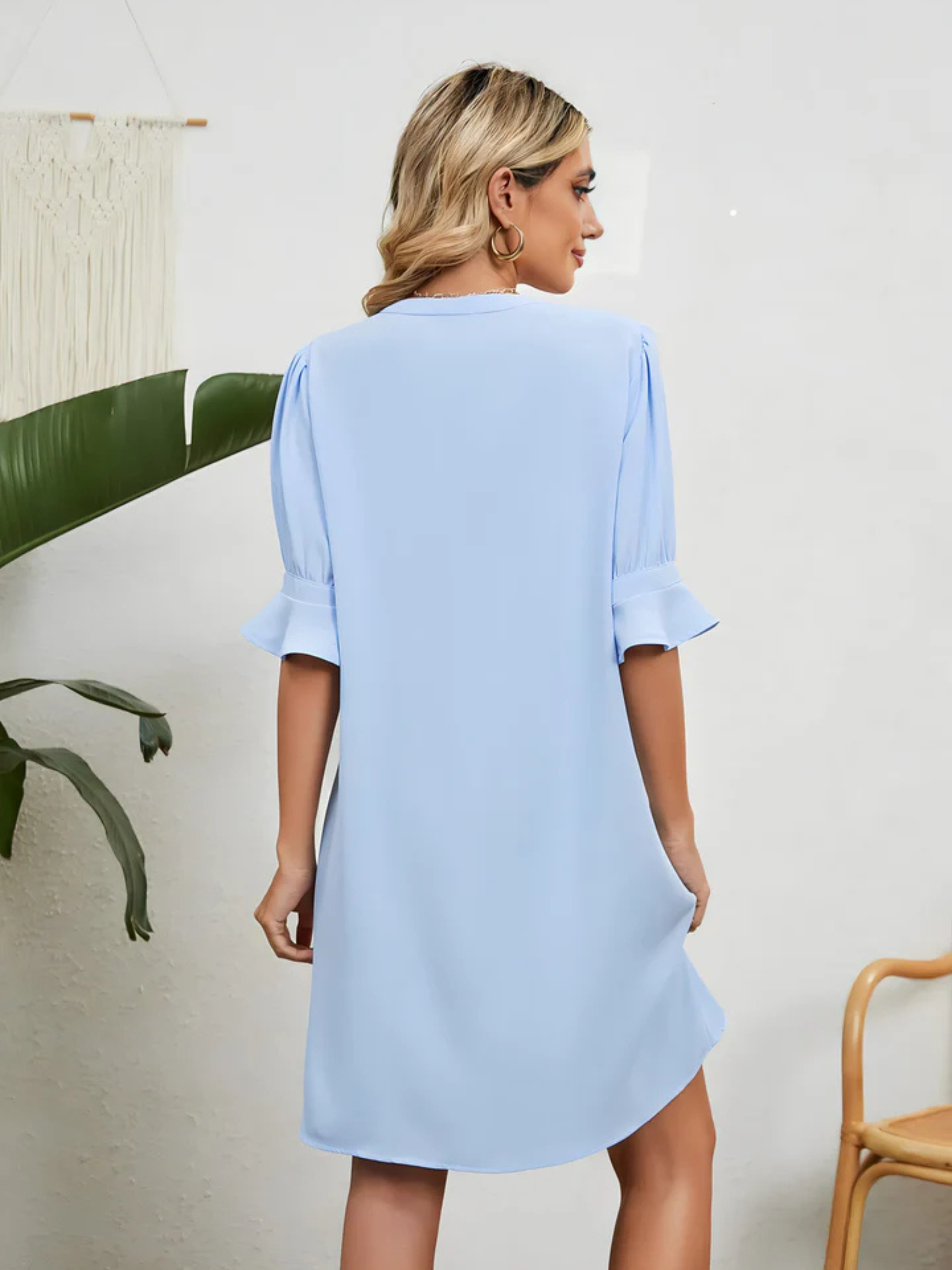 Elise - Loose V-Neck Pleated Dress