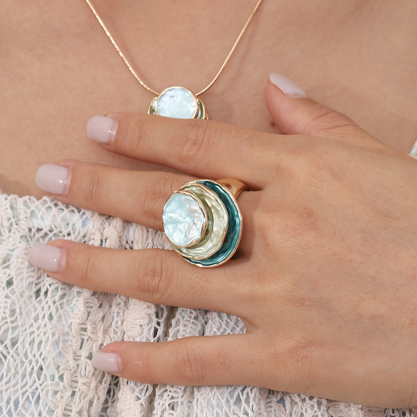 Three-Layer Boho Enamel Ring