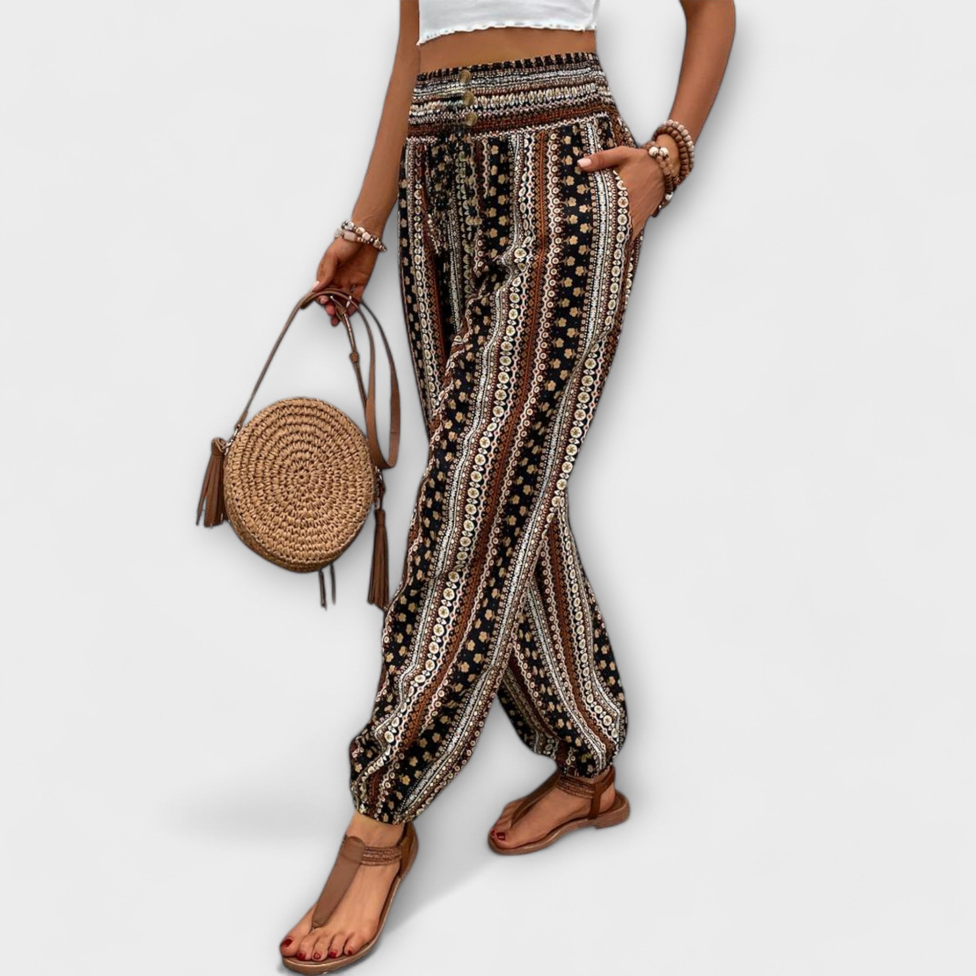 Scarlett – Pants with Ethnic Graphic Print