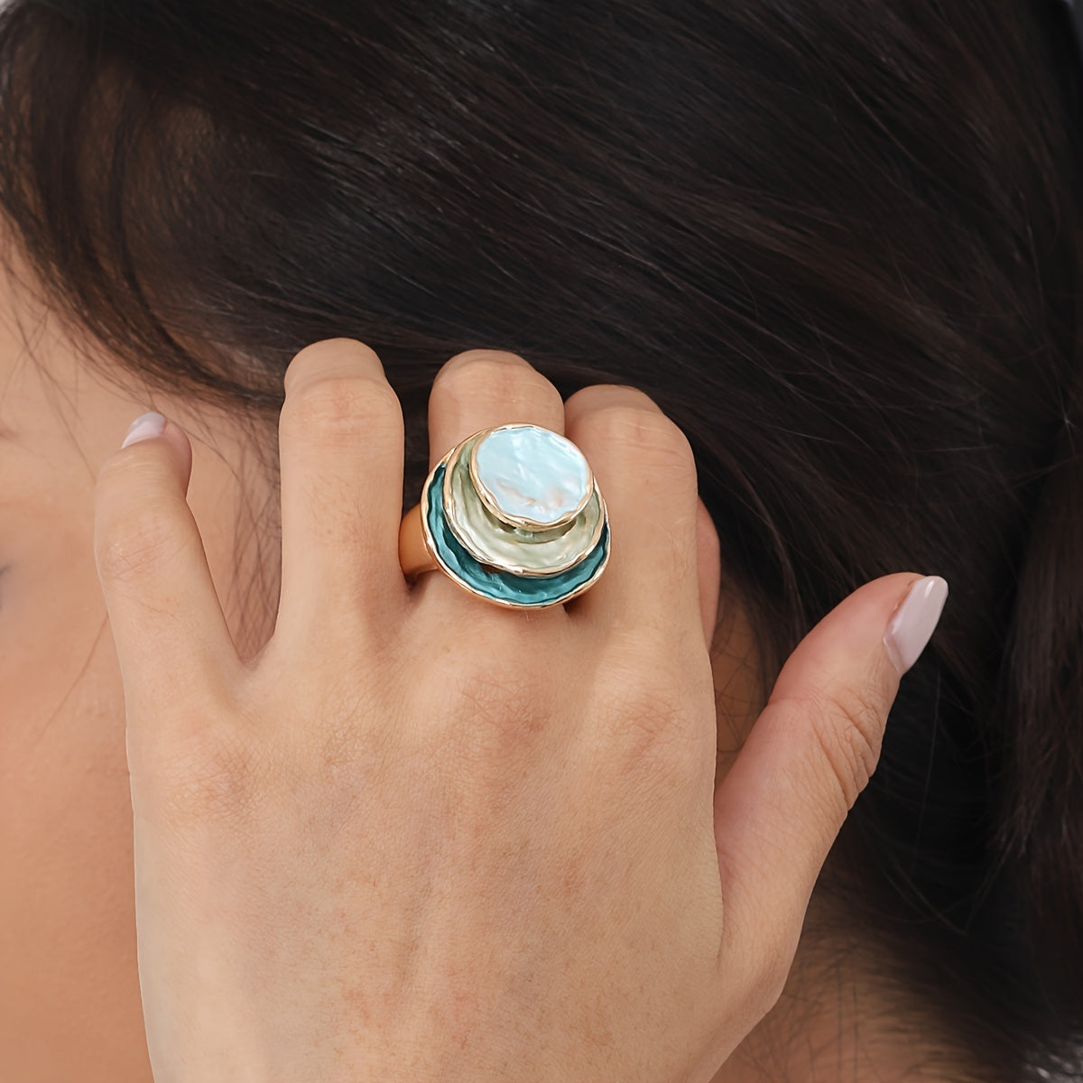Three-Layer Boho Enamel Ring