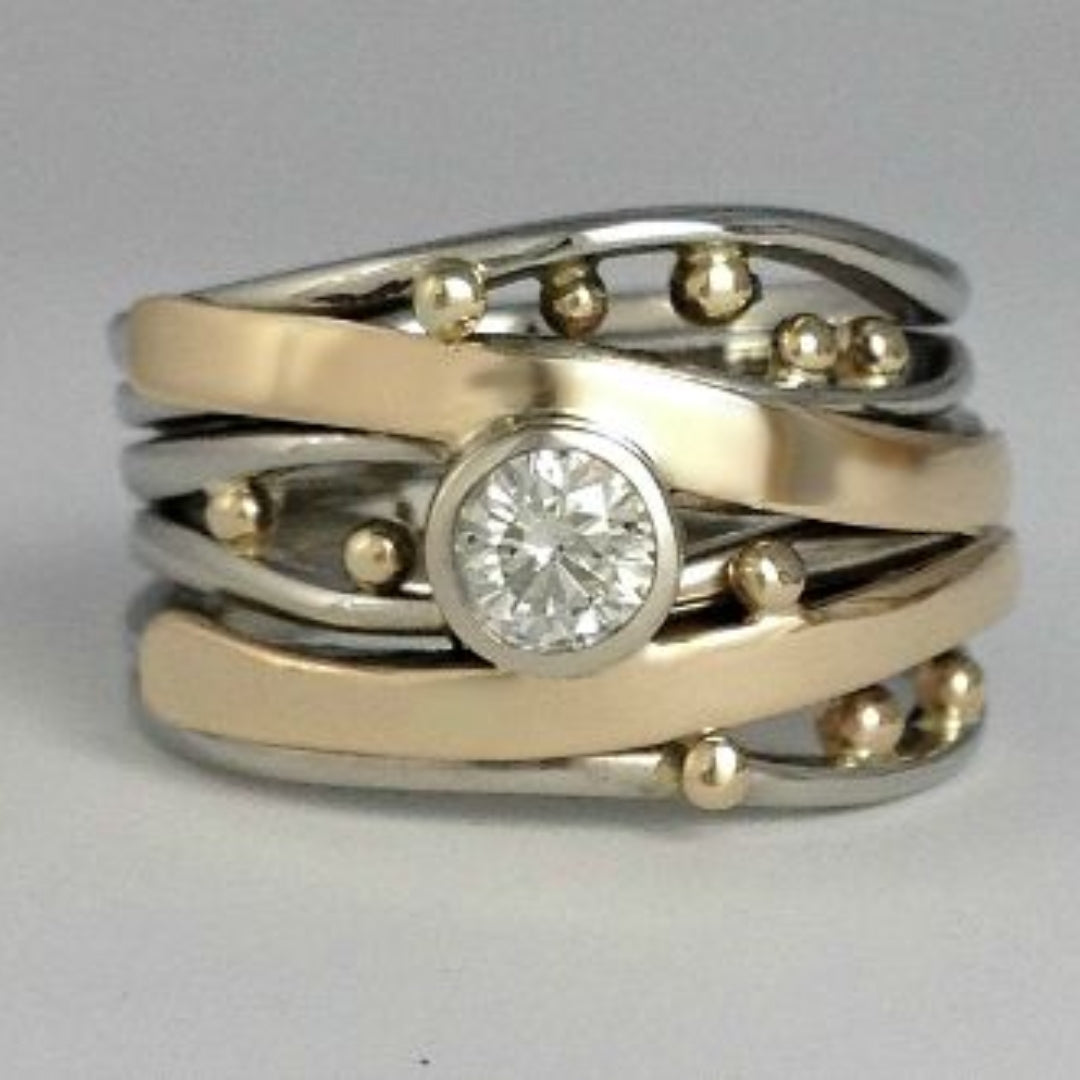 Leticia - Vintage Gold Inlaid Zircon Ring