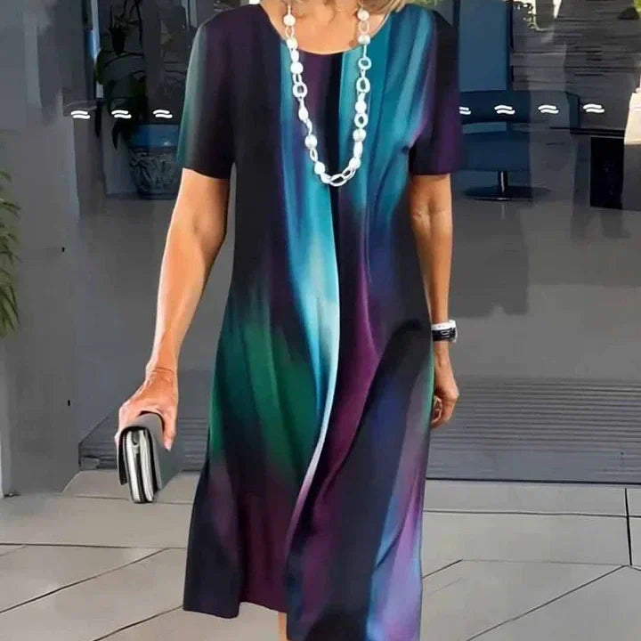 Dalia™ - Women's Pleated Dress with Color Blocks