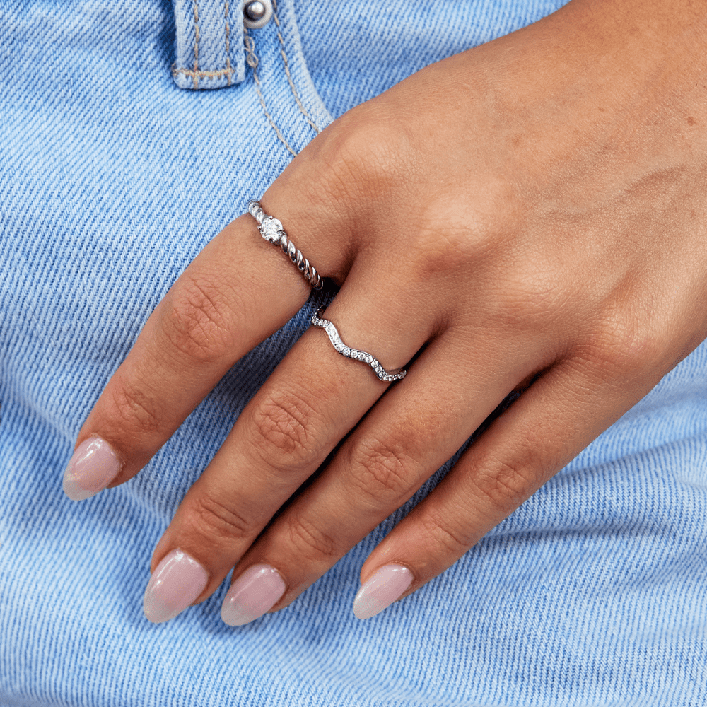 Zenya Ring of Crystal and Silver Waves